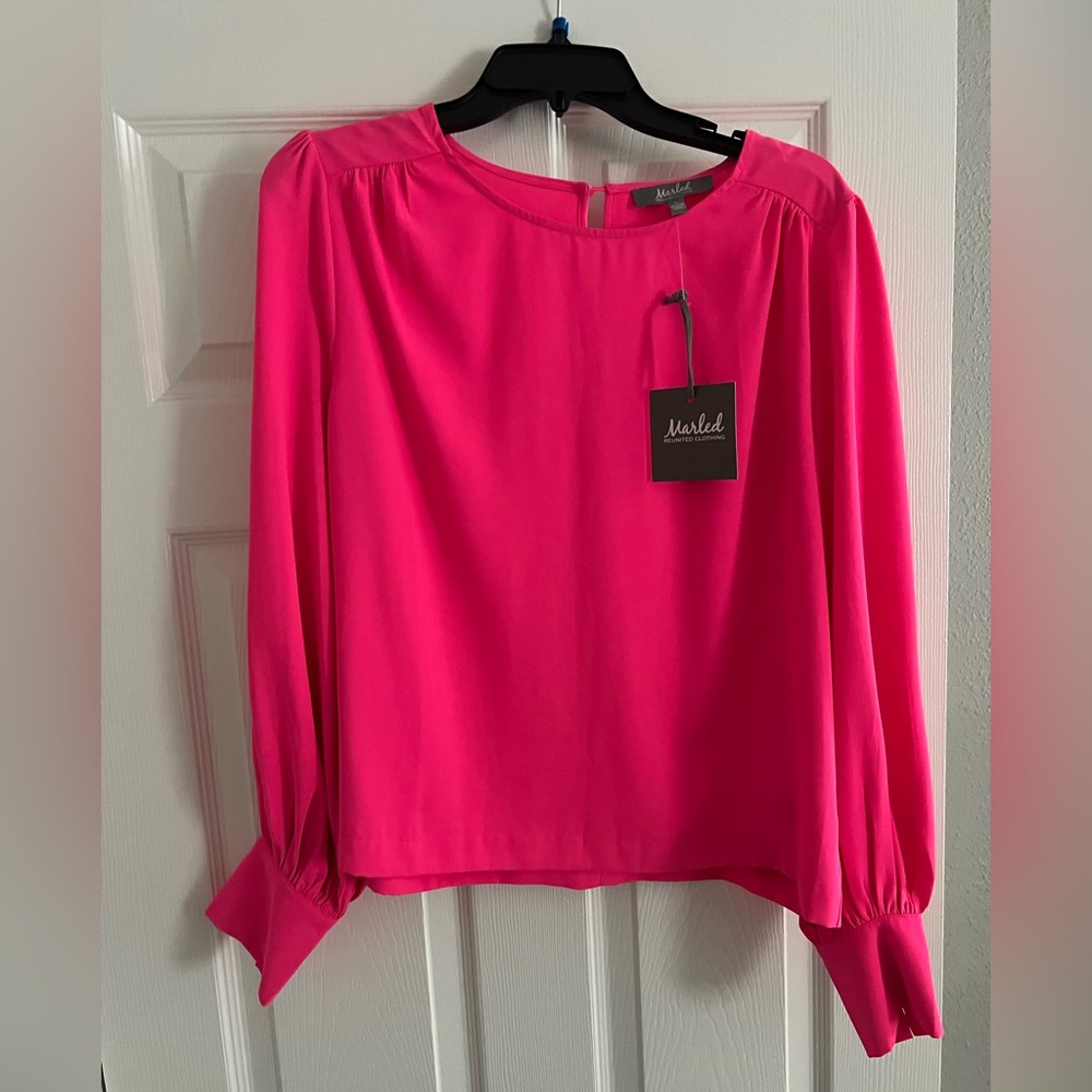 Marled Fuchsia Long Sleeve Blouse